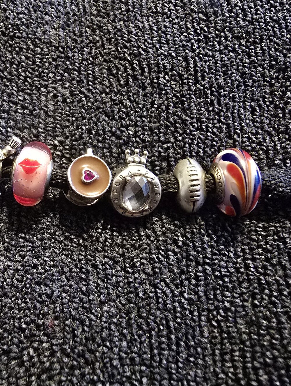 Pandora Red, White & Blue Swirl Murano Glass Charm - Picture 4 of 4